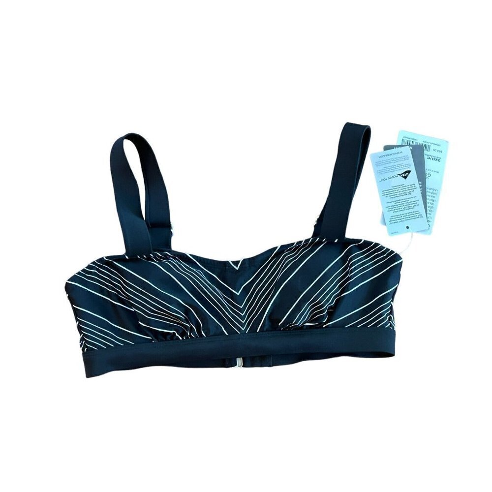Athleta Womens NWT Bikini Top Black & White Chevon 32B/C‎ Underwire Sporty Swim